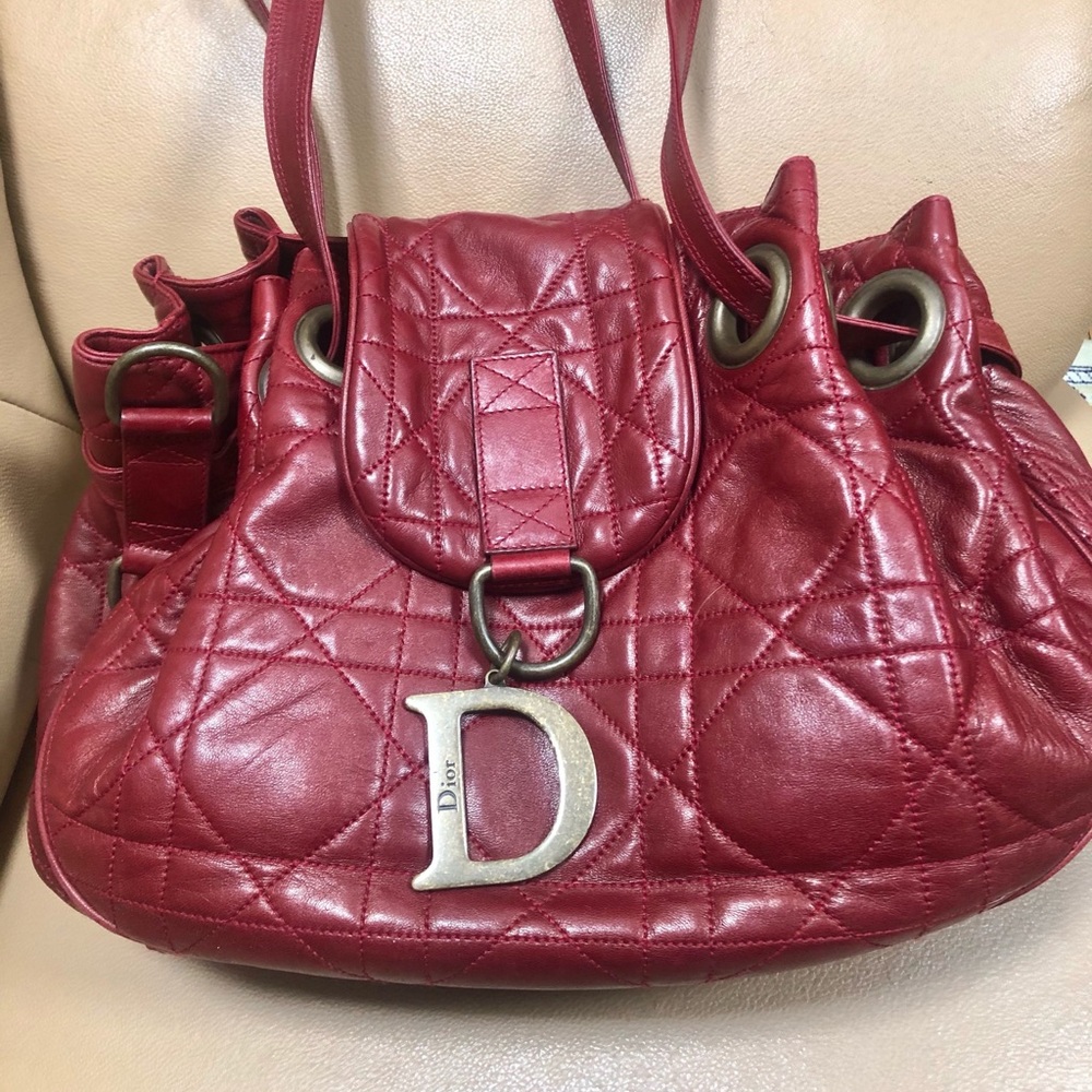 Christian Dior red leather purse